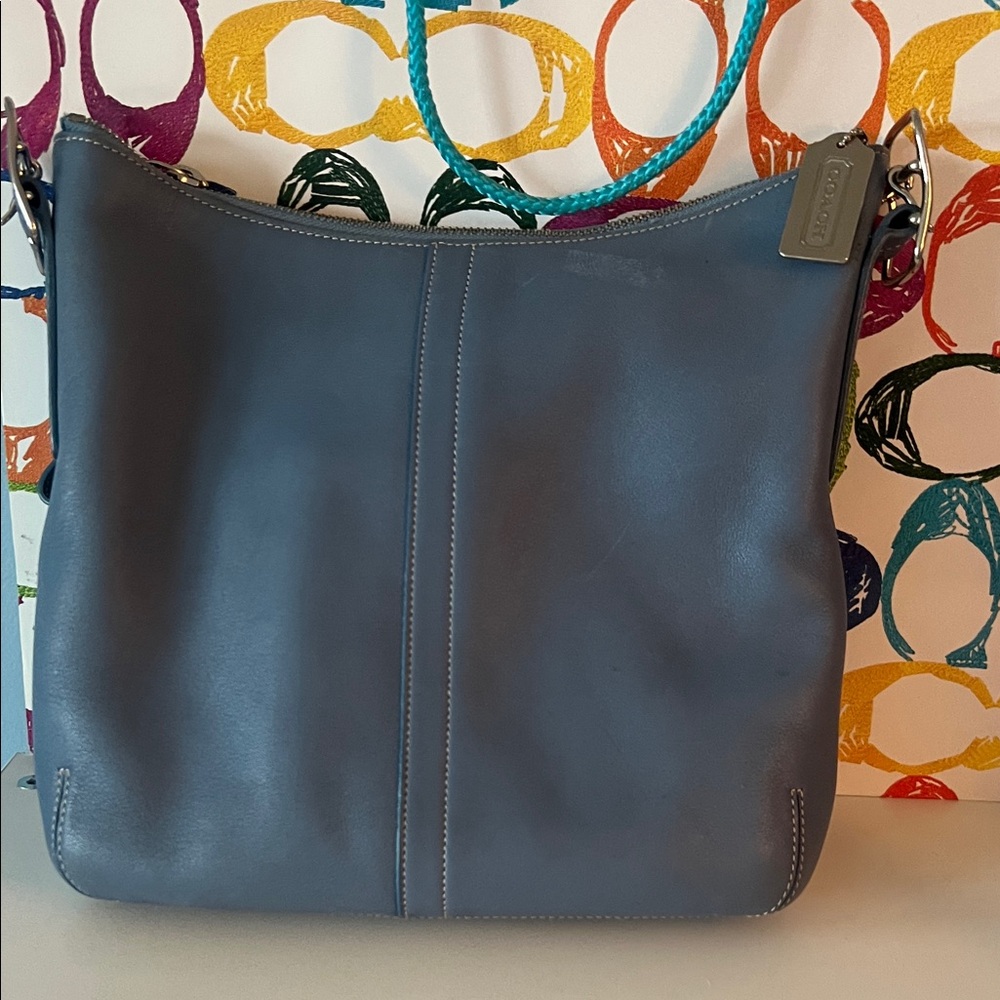 Coach Blue Leather Shoulder/Crossbody Bag 2003 Vintage